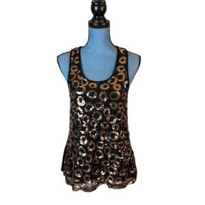 Dots Black & Gold Sequin Racerback Tank Top Medium